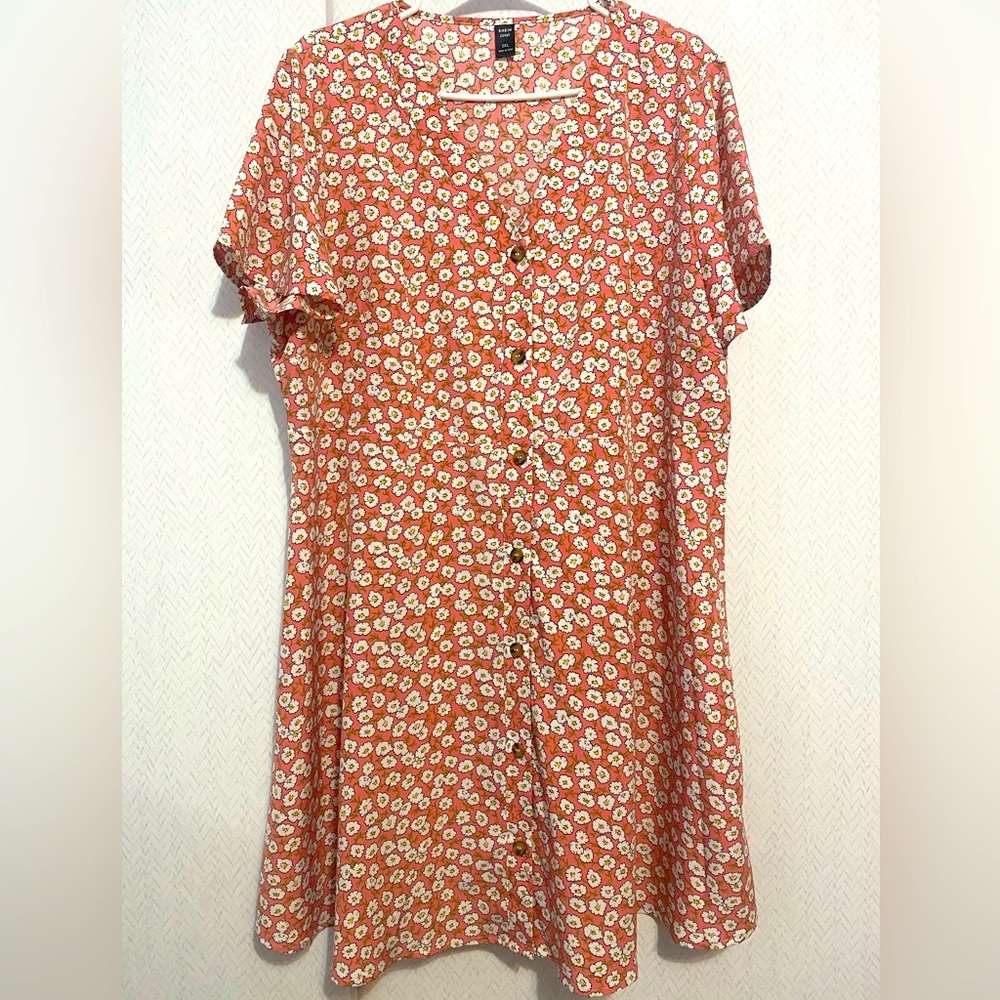 07. Peach Floral Button Sundress